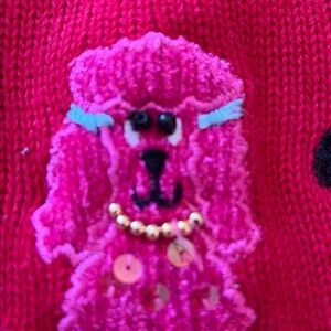 The Quacker Factory DOGS DOGS DOGS cardigan sweater Embroidery Red small VTG 90s